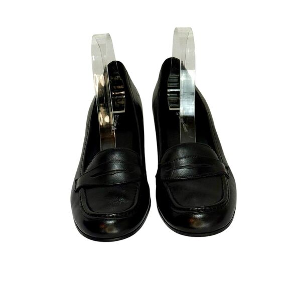 Naturalizer 8.5 Black Penny Loafer Leather Mid Heel Height Chunky Pumps Business - Picture 2 of 11